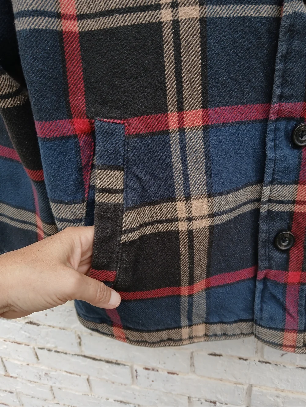 Vintage American Eagle Plaid Flannel Shacket Jacket Lined